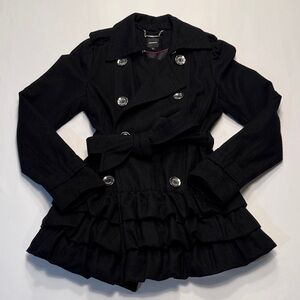 Express Black Double-Breasted Women's Dress Coat